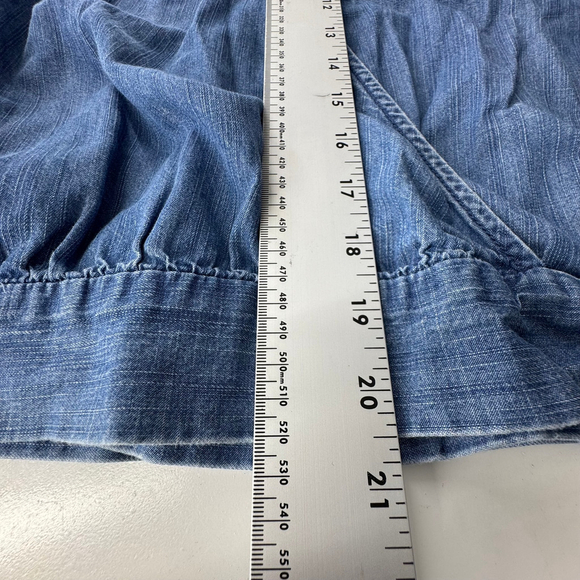 Madewell Womens XL Blue 70s Retro Cropped Fit V-Neck Long Sleeve Denim Wap Top - Picture 12 of 15